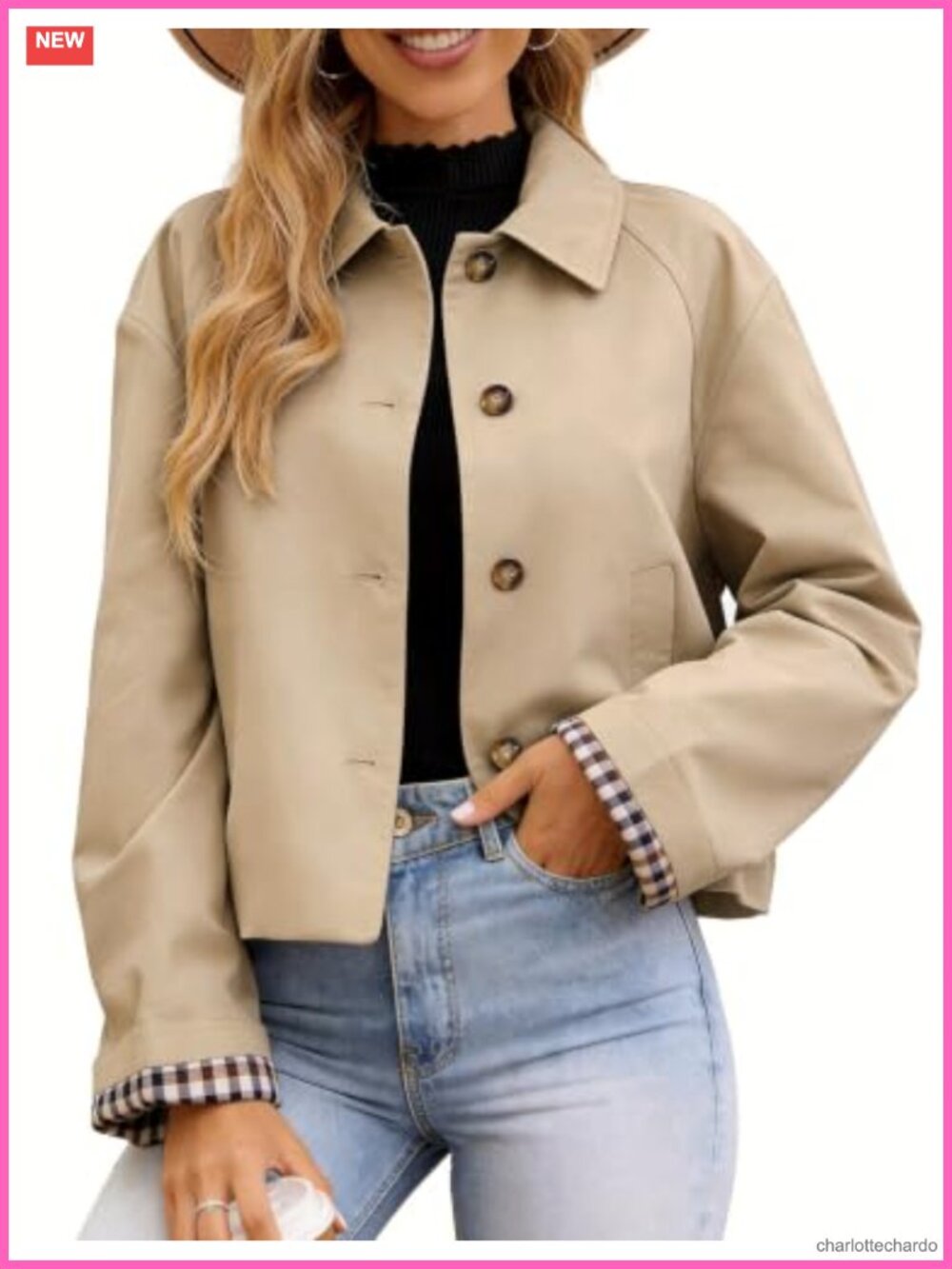 Women's Cropped Trench Coat Lightweight Short Casual Jacket Fall Outerwear